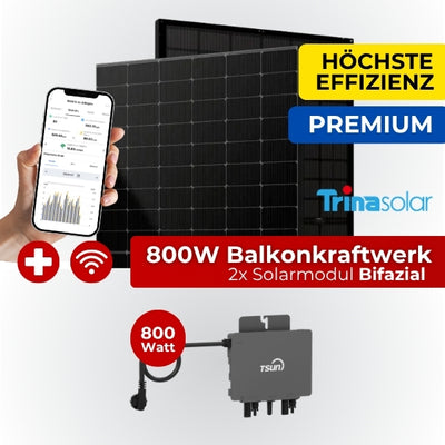PREMIUM Balkonkraftwerk Komplettset 800W Bifazial