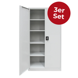 3er Set Stahlschrank XL Lichtgrau 1950 x 900 x 450 cm