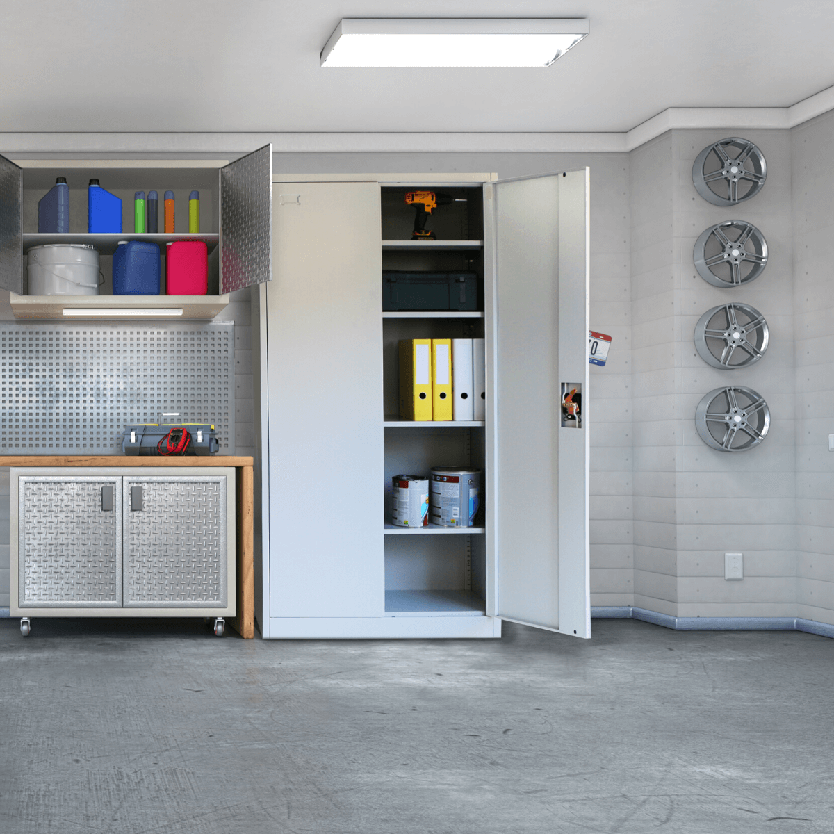 Stahlschrank XL Lichtgrau 1950 x 900 x 450 cm