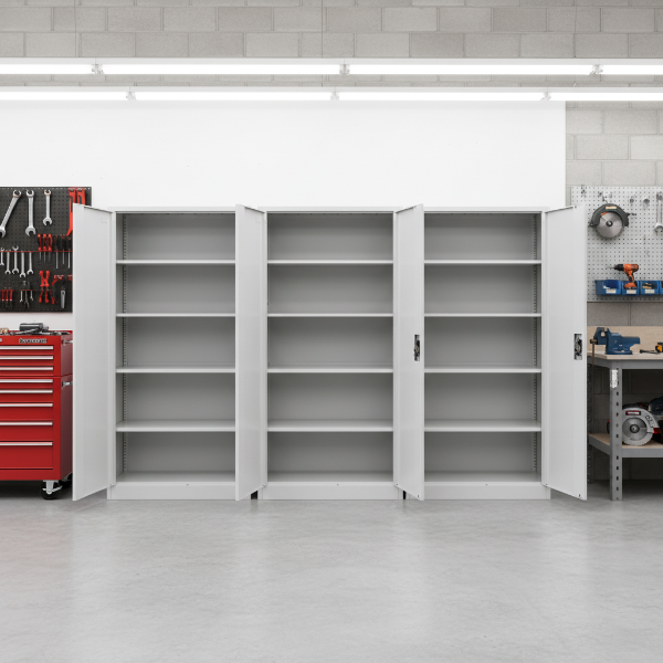 3er Set Stahlschrank XL Lichtgrau 1950 x 900 x 450 cm